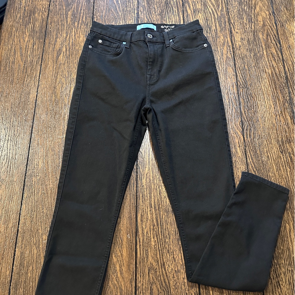 7 For All Mankind black stretch skinny jeans size 28